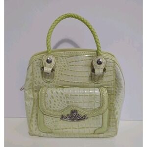MC  Purse Handbag  Alligator Embossed Top Handle Small Green Croc Quite Luxury